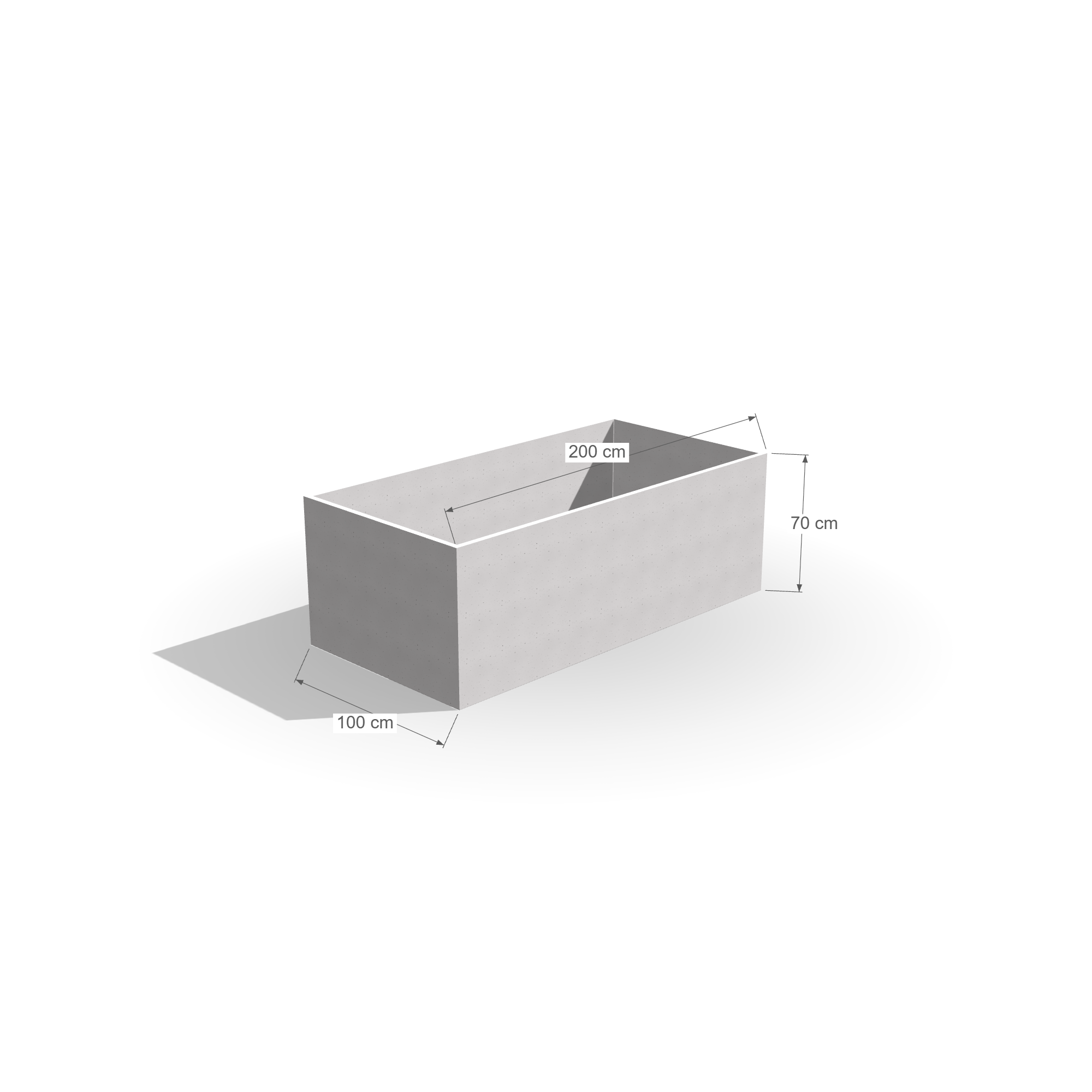 Donica betonowa Largo 200 | 200×100×70 cm | Beton architektoniczny premium