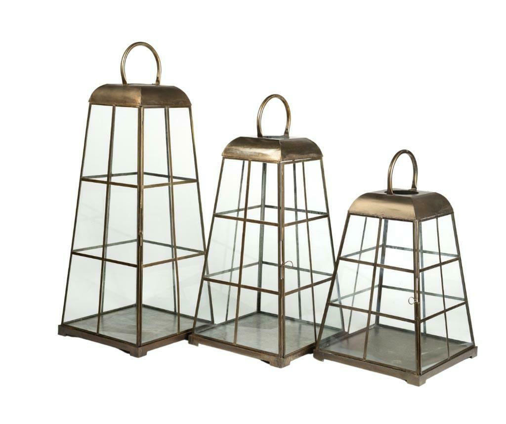 Gold line Lampion szklany klatka A