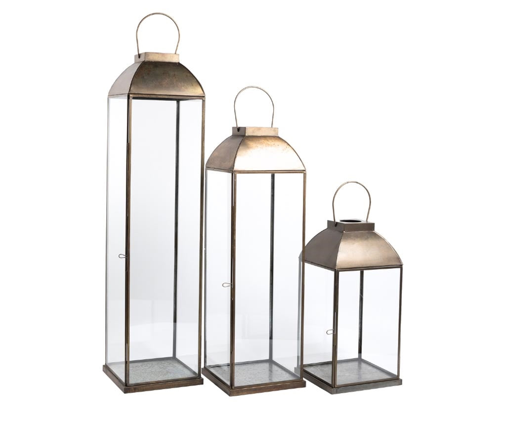 Gold line Lampion szklany klatka B