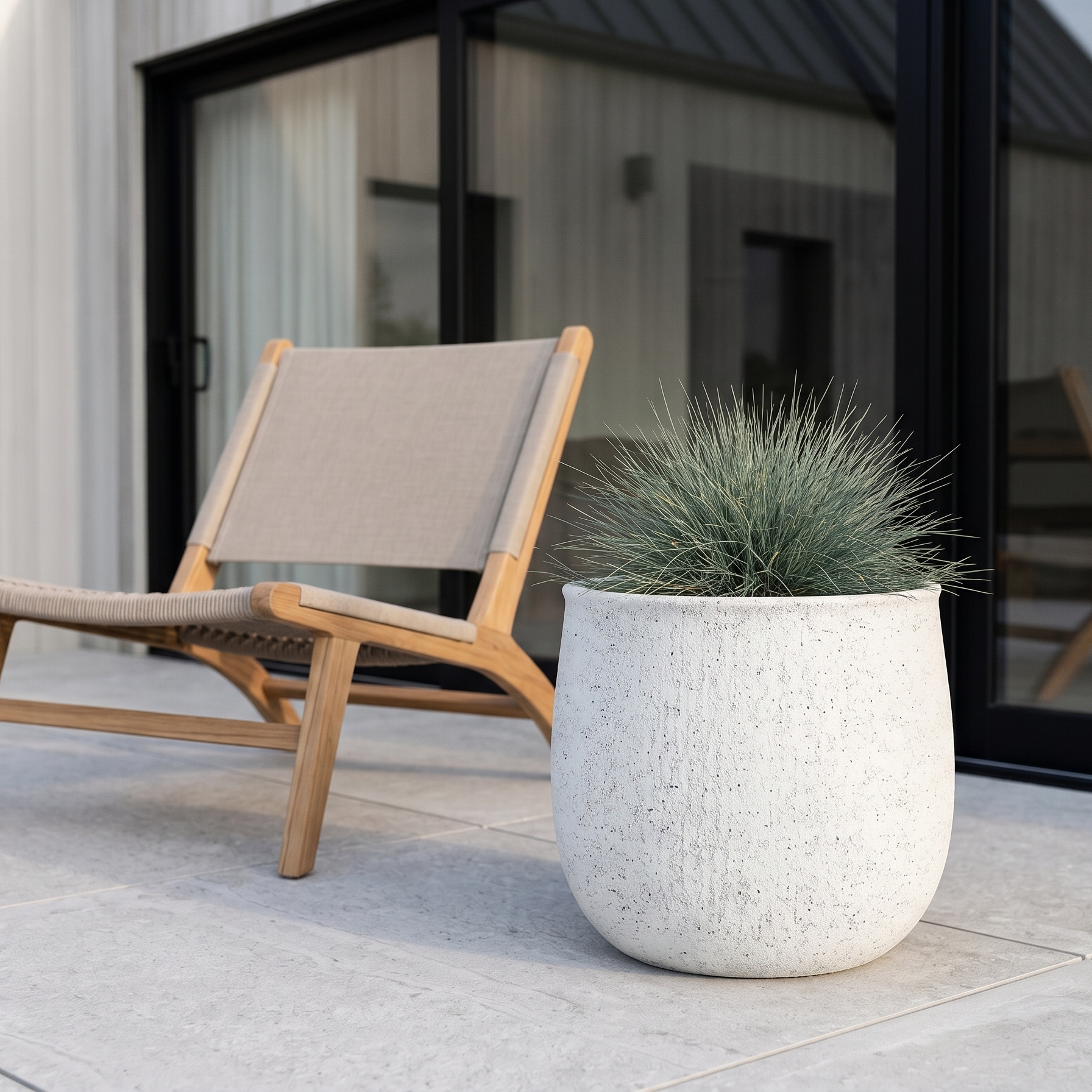 Donica betonowa Modern White 42 cm — duża osłonka GRC antyczna biel