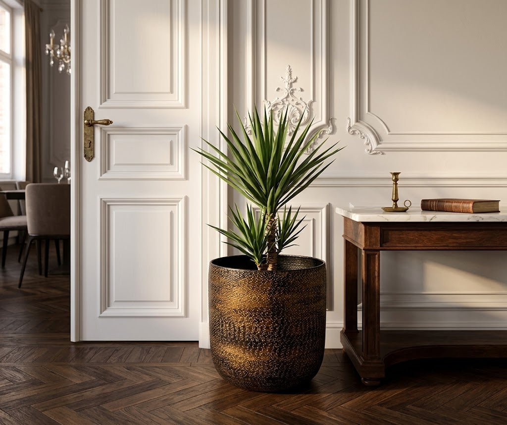 Osłonka na doniczkę Rustic 50 cm – aluminium, czarne złoto