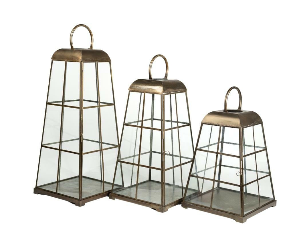 Gold line Lampion szklany klatka B
