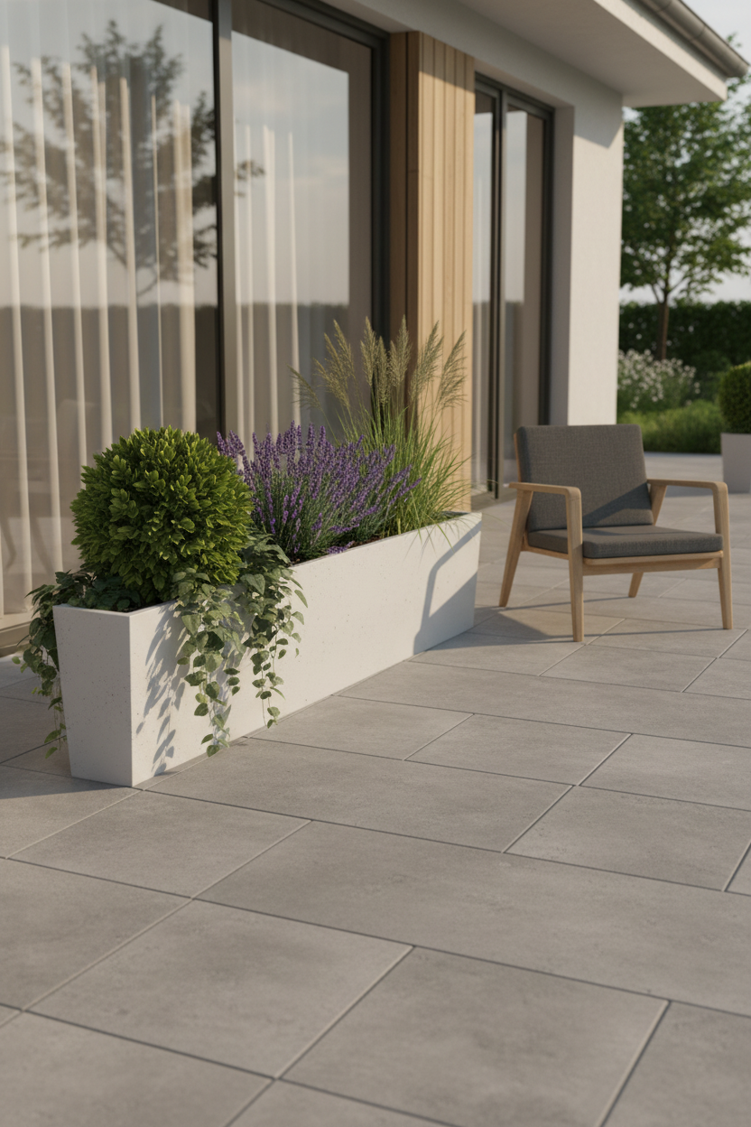 Donica betonowa Linea 170 – lifestyle taras premium