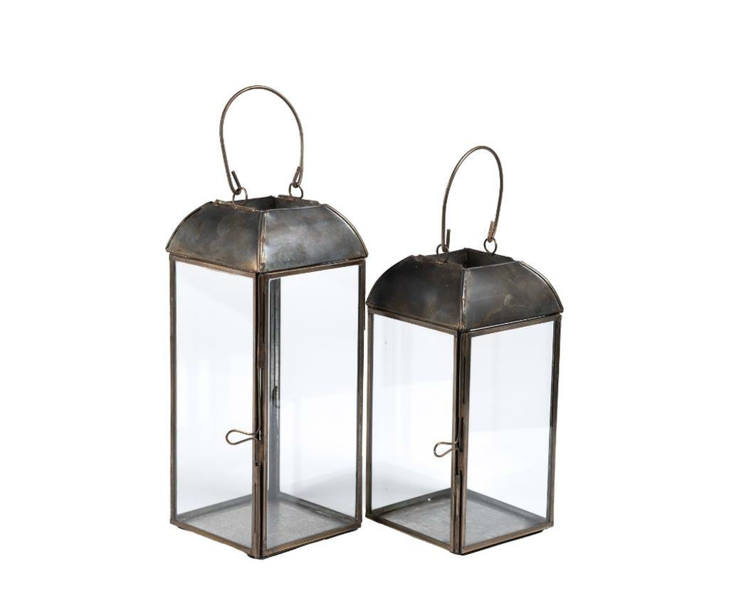 Gold line Lampion szklany latarnia B
