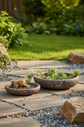 Donica ceramiczna Garden Old Misa Rust – lifestyle, taras ogrodowy z sukulentami