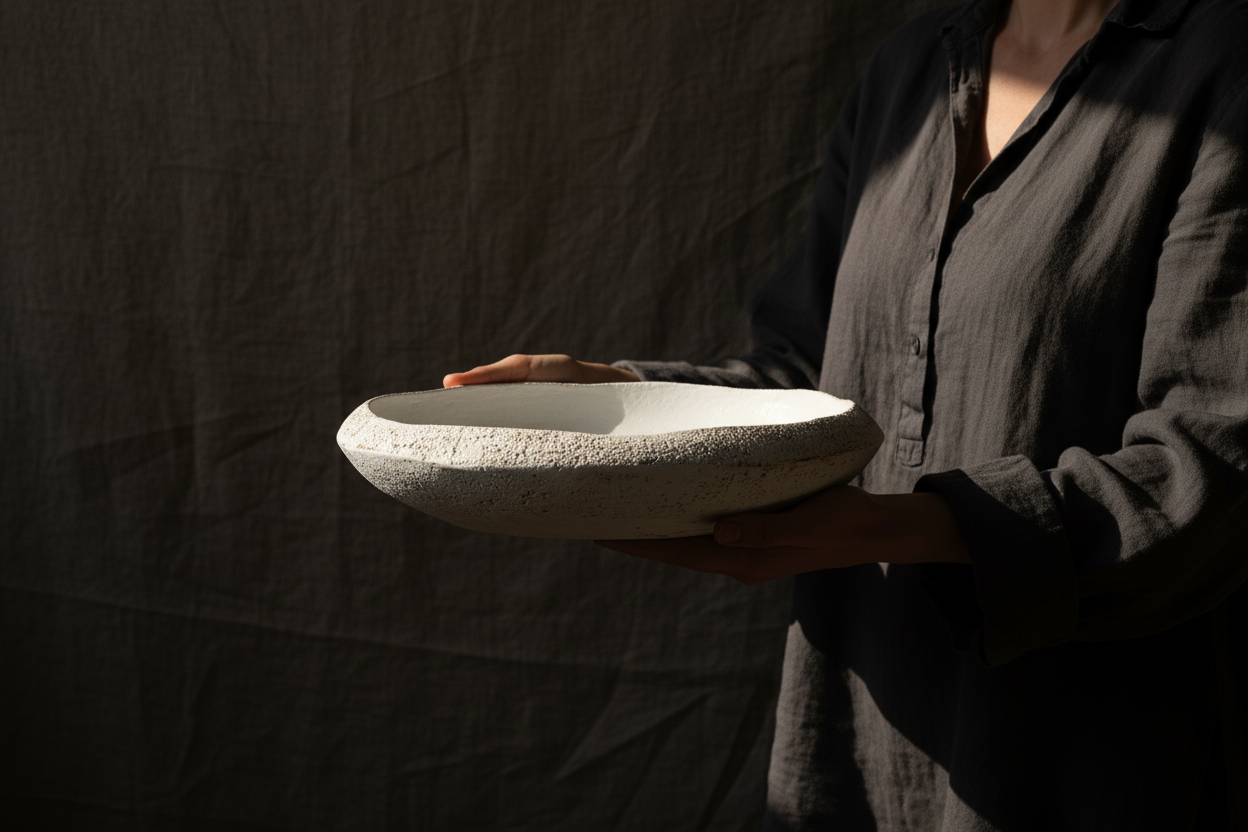 Patera Albero White 41,5 cm – scale shot trzymana oburącz