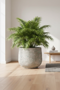 Osłonka Rocca Green 38 cm – lifestyle z monstera w salonie