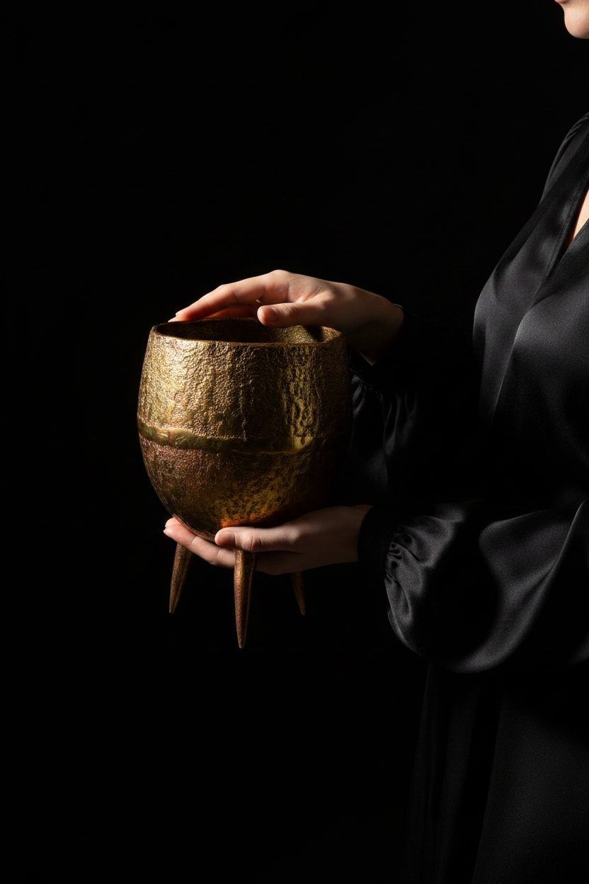 Osłonka Barok Old na nóżkach 22 cm – scale shot trzymana oburącz