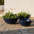 Komplet 3 mis ceramicznych Garden Old Antique Blue na kamiennym tarasie