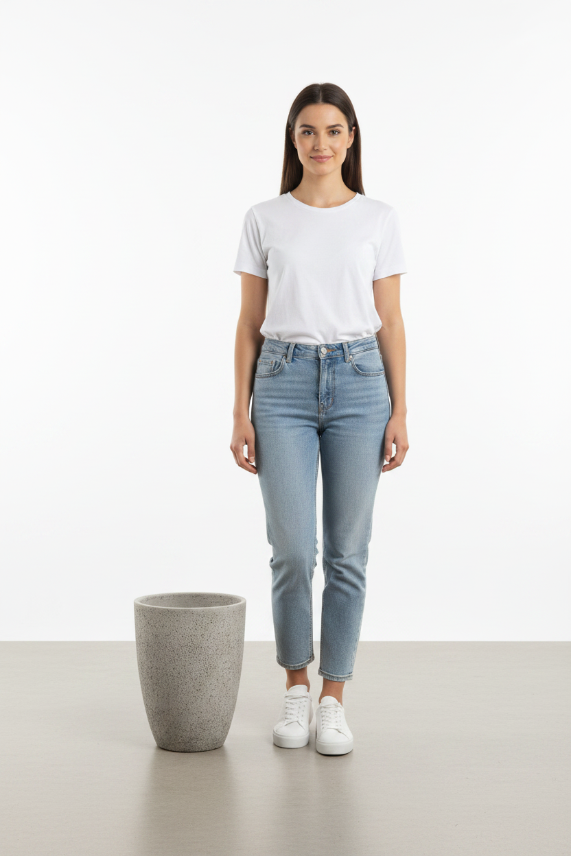 Donica Modern Light Grey 35 cm – skala przy osobie