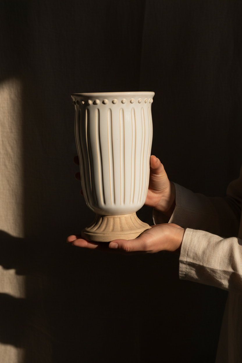 Osłonka puchar Roma 28,5 cm – scale shot trzymana oburącz