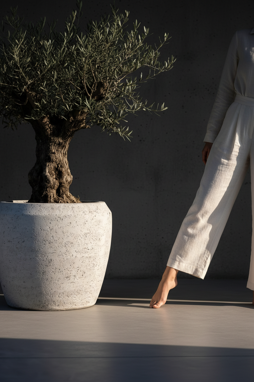 Donica Modern White 46 cm – scale shot przy nodze