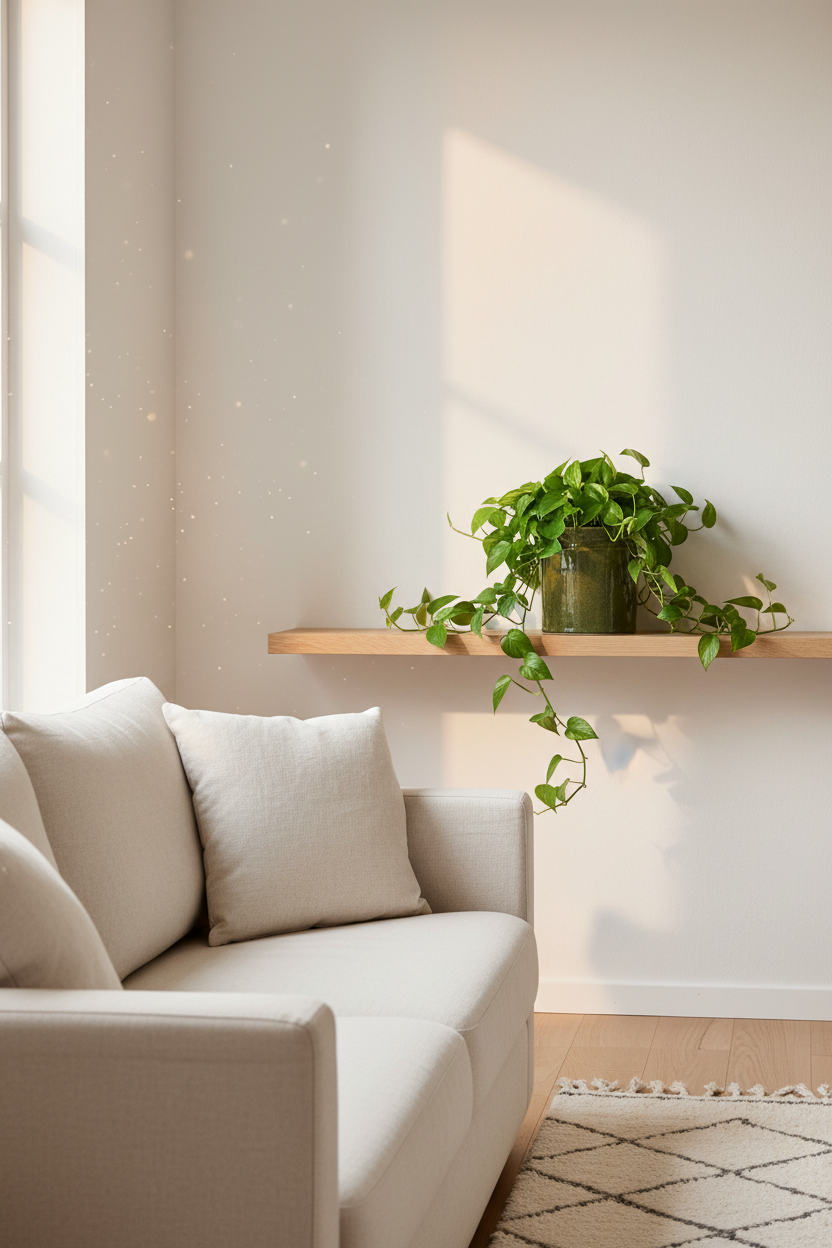 Osłonka ceramiczna Verona oliwkowa w skandynawskim salonie – lifestyle