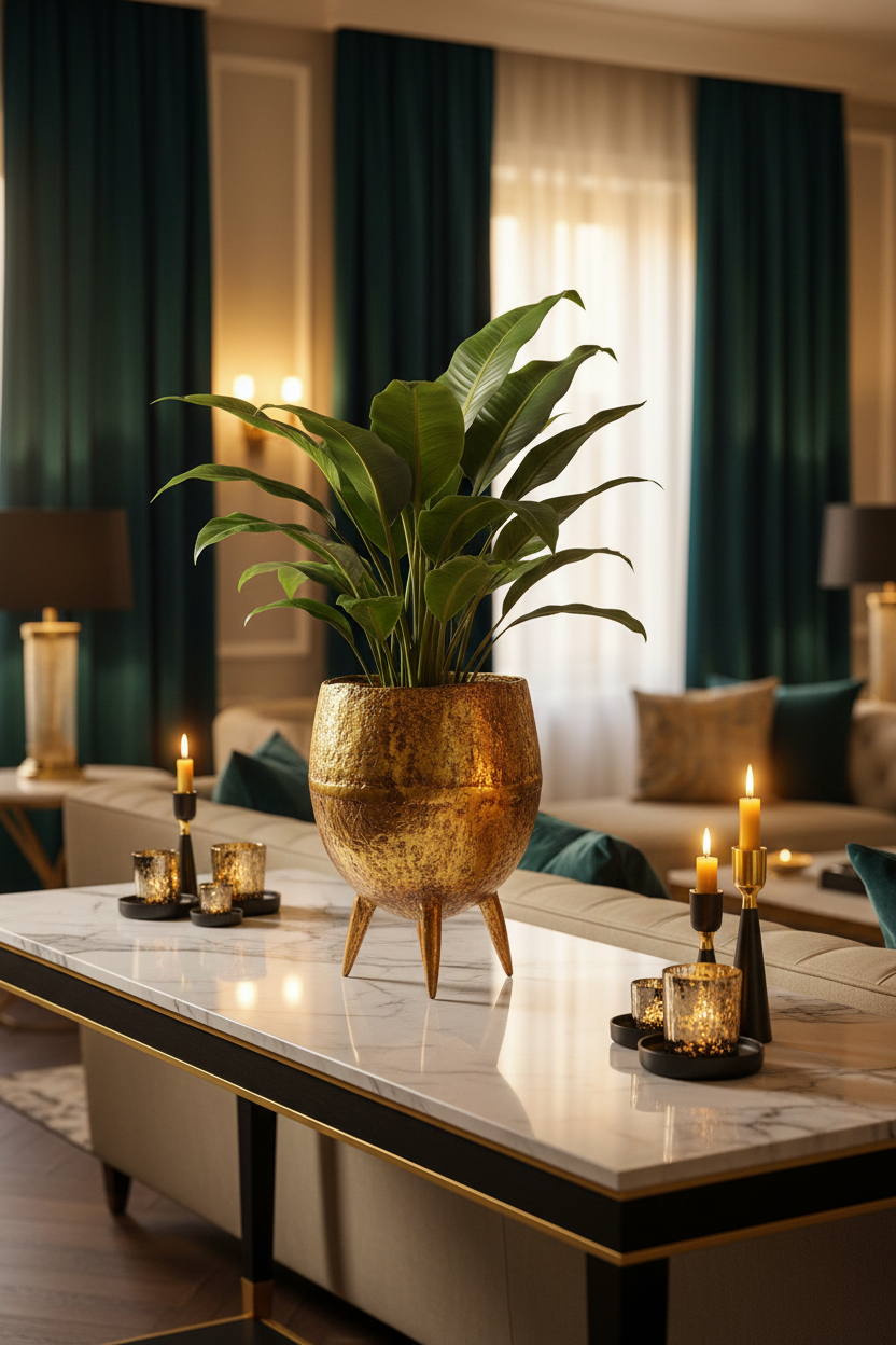 Osłonka Barok Old – lifestyle luksusowy salon, marmur, aksamit