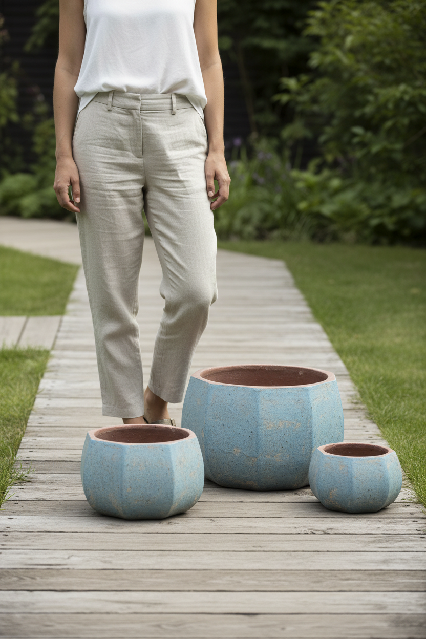 Komplet 3 donic Garden Old Blue – skala przy osobie